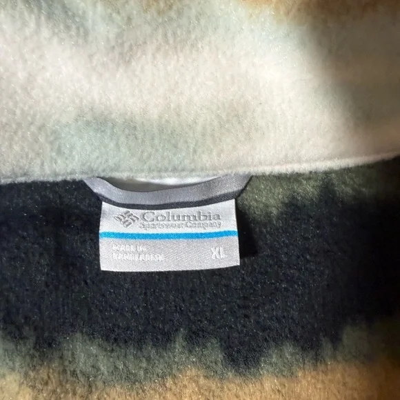 Columbia Men's Patterned Fleece Jacket - Black, Orange, White Size XL Super Warm - Picture 5 of 6